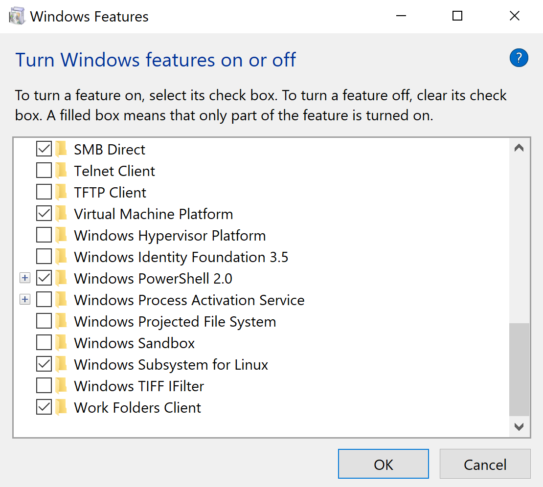 turn on windows subsystem for linux