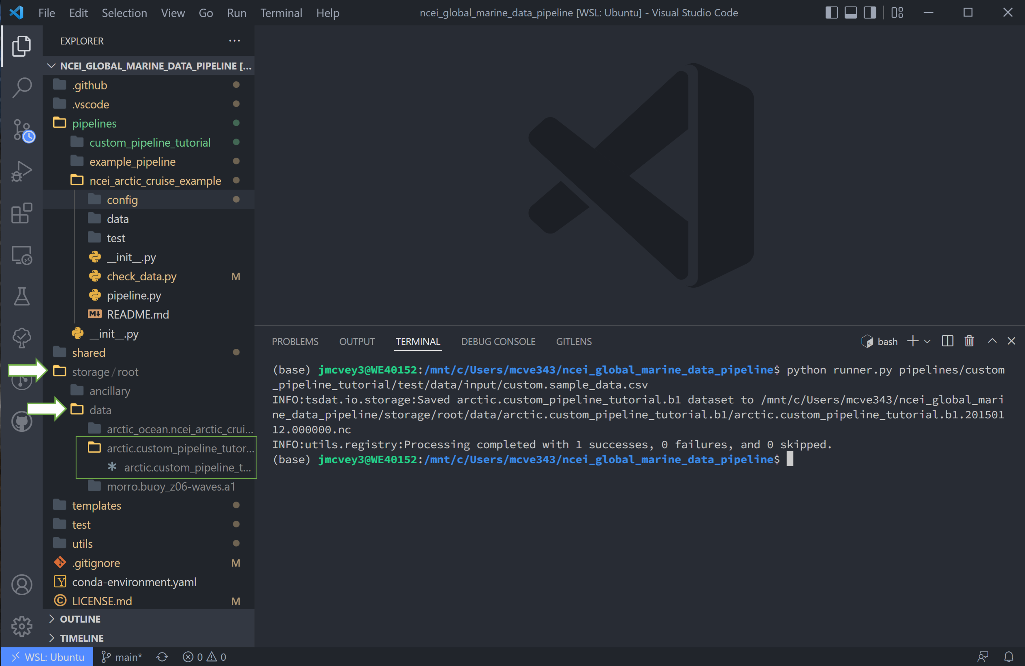 output from running ingest script