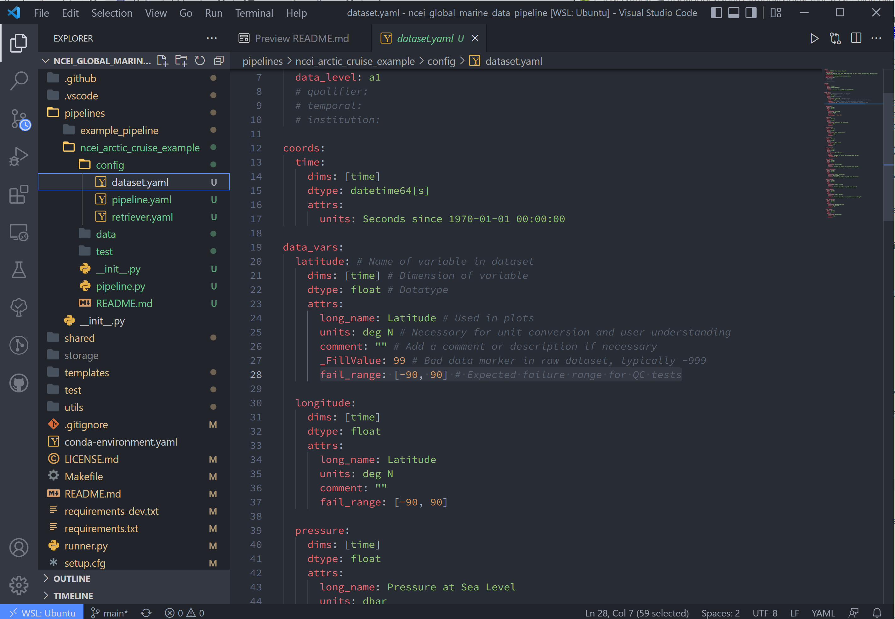 dataset config