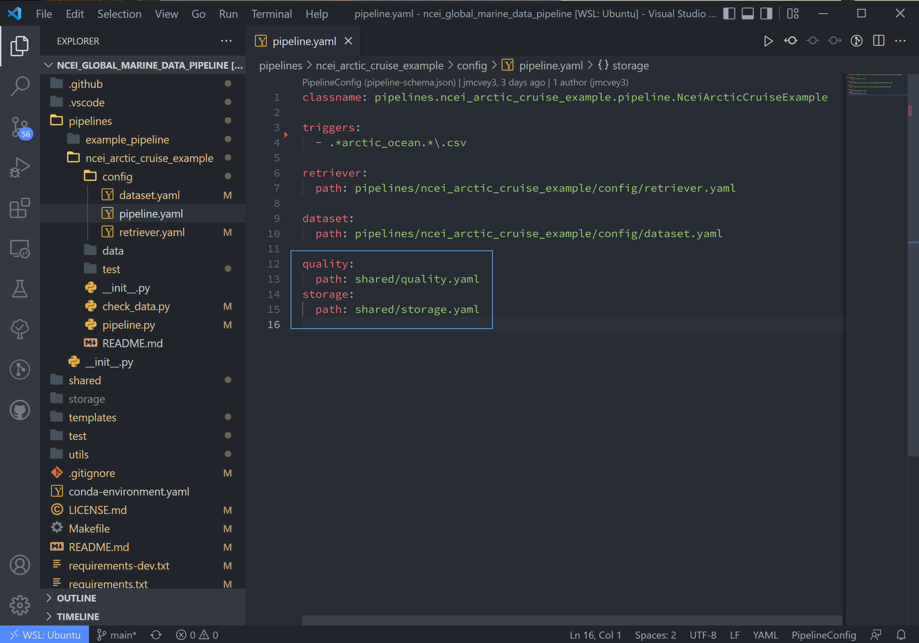 shared quality and storage config in the pipeline