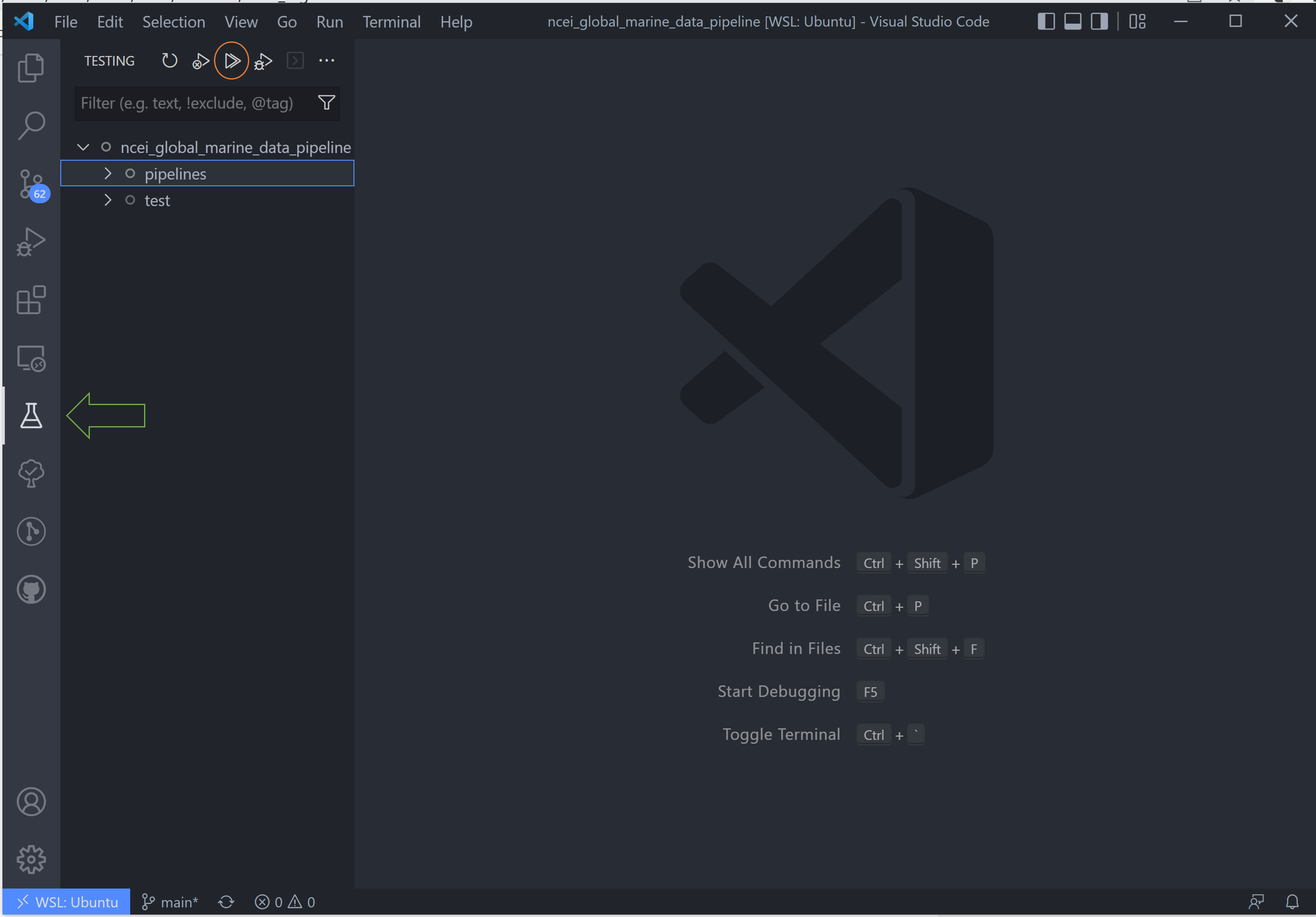 VS Code test interface