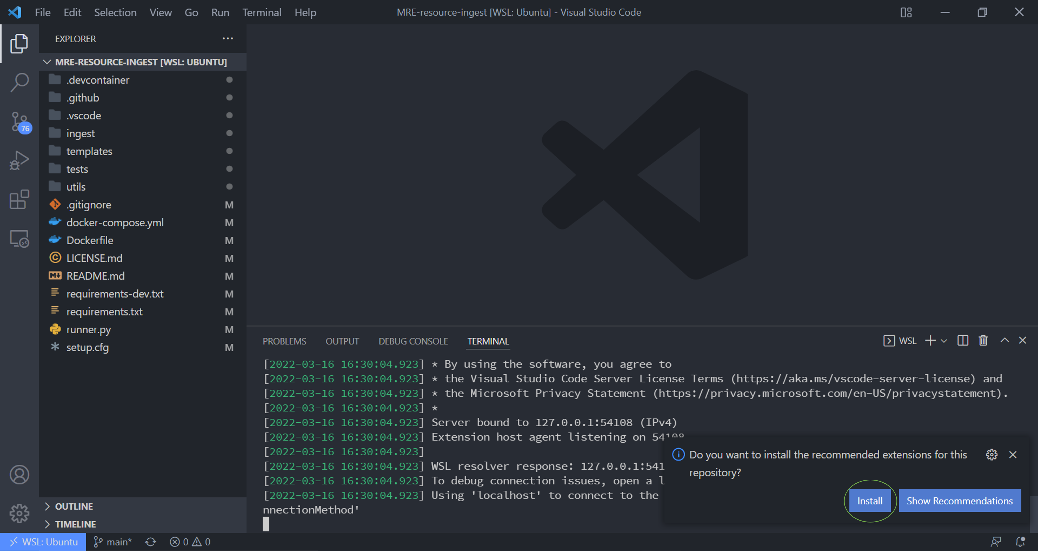 install recommended extensions